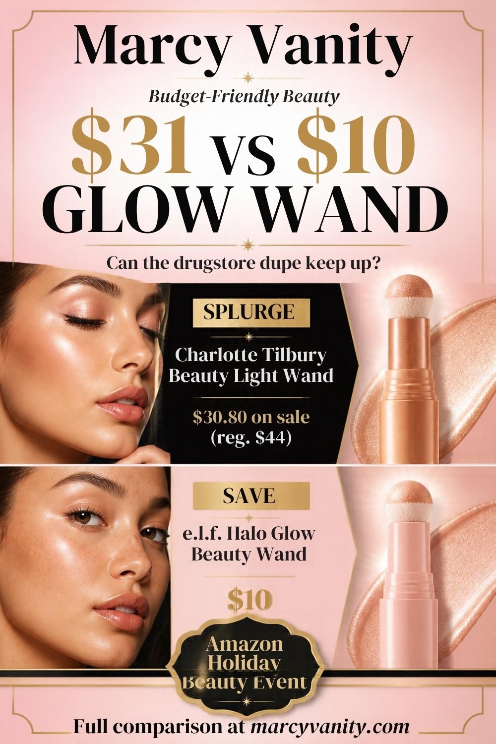 $31 vs $10 glow wand: Charlotte Tilbury vs e.l.f. Halo Glow