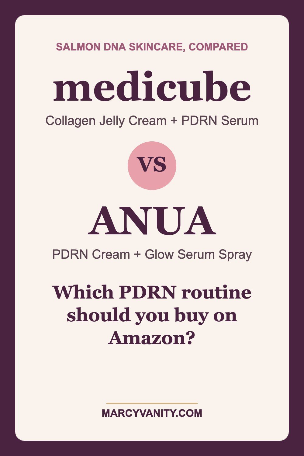 medicube vs. Anua PDRN: Which Salmon DNA Skincare Should You Buy on Amazon? medicube vs Anua PDRN cream and serum comparison - pin it for later